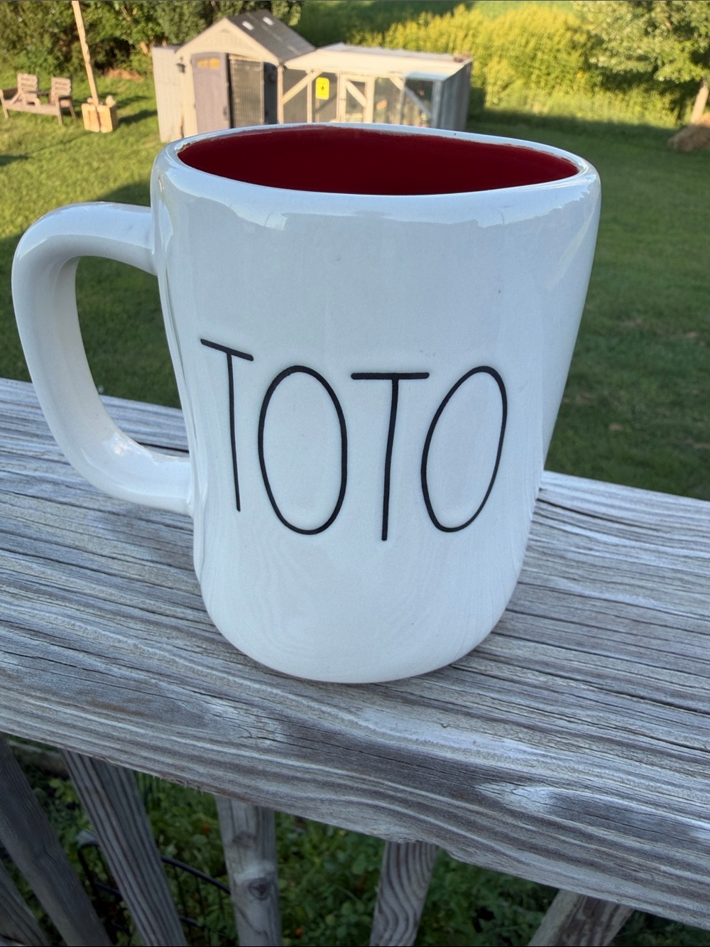 Rae Dunn Wizard of Oz TOTO White Ceramic Mug with Red Interior